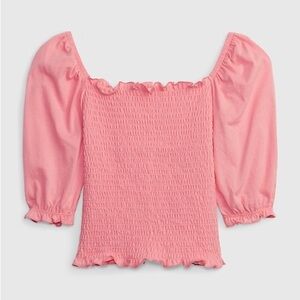 Gap Pink Smocked Puff Sleeve Top Kids Girls